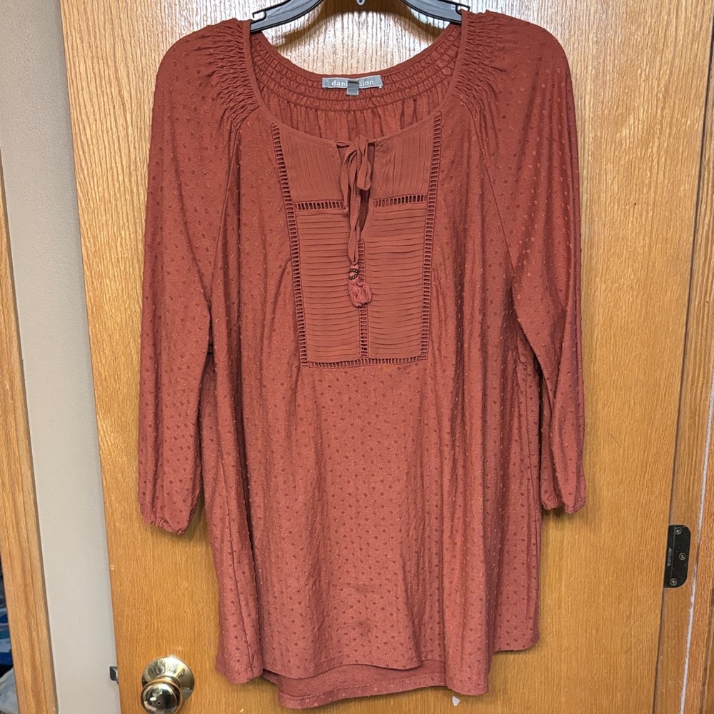 5 for $25 Chic Rust Tunic with Textured Detail
